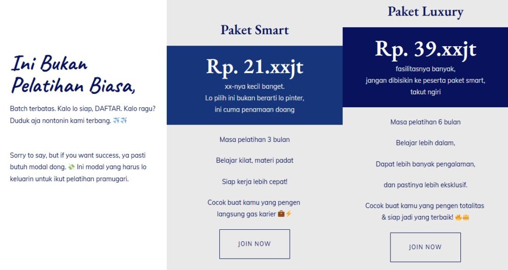 Biaya Sekolah Pramugari Terbaru di Indonesia