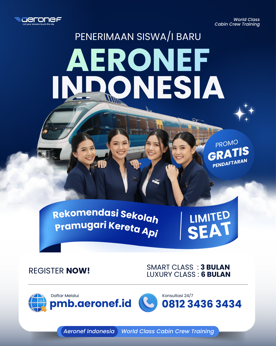 Info Pendaftaran Sekolah Pramugari Kereta Api Aeronef Indonesia
