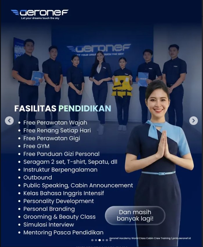 fasilitas sekolah pramugari gratis buat kak nisya