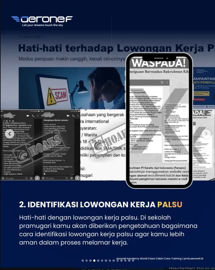 identifikasi lowongan kerja pramugari palsu