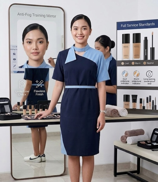 pramugari sedang menunjukkan Grooming yang Disukai Recruiter pramugari